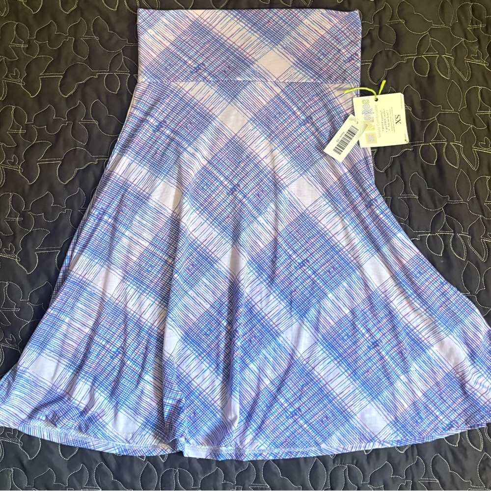 Lulu Roe Plaid Blue and Purple Women's Skirt